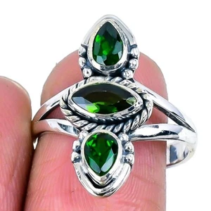 Chrome Diopside Gemstone 925 Sterling Silver Handmade Statement Daughter Ring - Picture 1 of 7