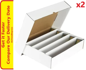 2 x Cardboard 5000ct Trading Card Storage Box with Lid - Holds up to 5000 Cards - Picture 1 of 5