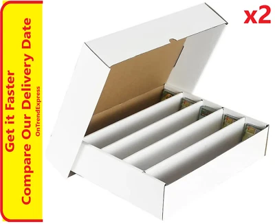 2 x Cardboard 5000ct Trading Card Storage Box with Lid - Holds up to 5000 Cards - Image 1 of 4