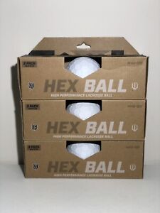 Set Of 9 Optic White Ice Hex Ball High Performance Lacrosse Balls. Brand New