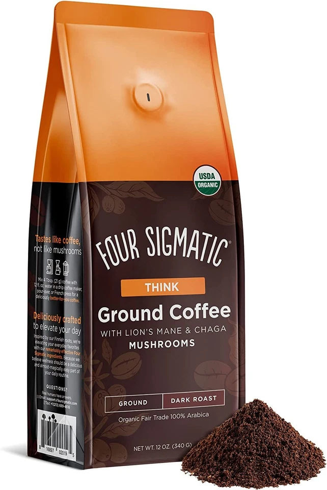Four Sigmatic FSM-02019 Mushroom Coffee Mix Dark Roast Ground 12oz