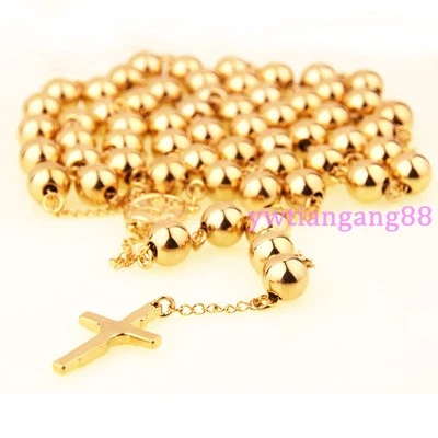 4/6/8/10mm Fashion 316L Stainless Steel Men Women Jesus Rosary Pendant Necklace - Image 1 of 4