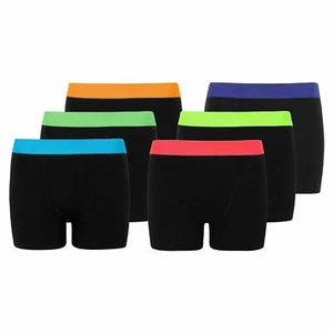 6, 12 Kids Boys Black with Neon Band Soft Cotton Boxer Shorts Trunks 3to13 yr - Picture 1 of 2