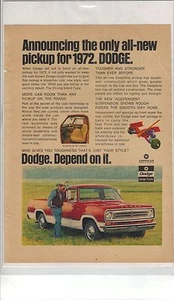 Original 1972 Dodge Pickup Magazin Anzeige - komplett neuer Pickup für 1972 - Bild 1 von 1