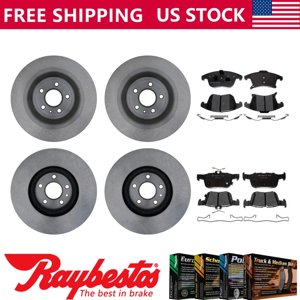 Rotores de freno delanteros traseros y pastillas de freno de cerámica Raybestos para Ford Fusion 2013-2017 Foto 1 de 4