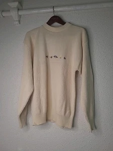 Orvis Vintage Cotton Sweater Fly Fishing Lures Embroidered Pullover USA Made M - Picture 1 of 4