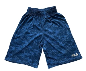 Fila Boy's Athletic Shorts Size M (10) Blue Camo Hexagon Pattern - Picture 1 of 5