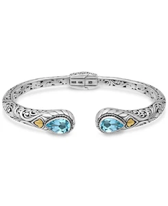 DEVATA Bali Sterlingsilber Sanur Armreif Armband Blautopas DHK3595BT - Bild 1 von 6