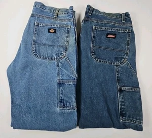 Set 2 Dickies Herren Carpenter Denim Jeans 38x30 Denim Hose Workwear Hammer Loop - Bild 1 von 21