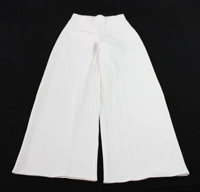Pantalones de piqué suaves de pierna ancha cintura alta Zara para mujer BL1 blancos pequeños Foto 1 de 4