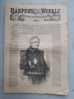 Harpers Weekly - June 15, 1858 General Winfield Scott - Image 1 of 4