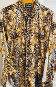 Camisa Abotonada Barabas Estampado Vibrante Multicolor Para Hombre XL Manga Larga - Imagen 1 de 7