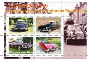 Bloque de sellos República del Congo Citroen DS 19 coches 2025 - Imagen 1 de 1