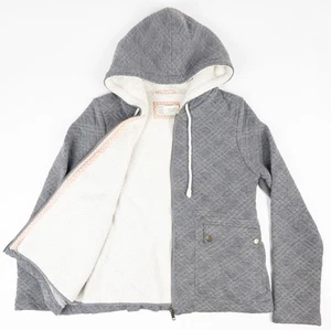 Saturday Sunday Anthropologie Sherpa Lined Jacket Women's Small Gray Hooded - Picture 1 of 14