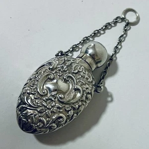Antique Sterling Silver Perfume Scent Bottle Chatelaine 1902 - Picture 1 of 7