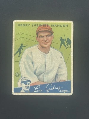 Goma de mascar Goudey Big League 1934 - R320 Heinie Manush #18 escritura en la parte posterior Foto 1 de 3