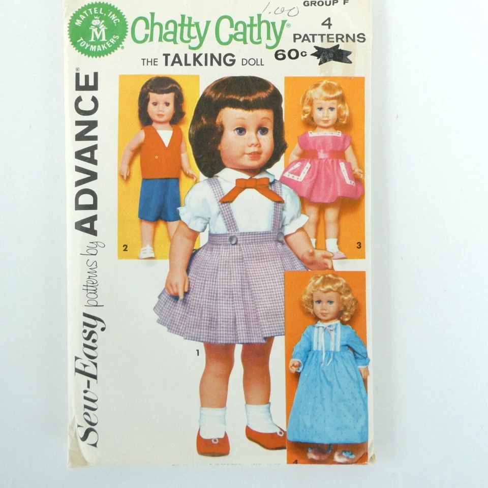 Chatty Cathy Doll Advance Sewing Pattern Group F 4 Patterns Uncut FF Vintage - Image 1 of 3
