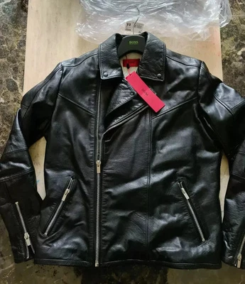 new RRP £695 mens HUGO BOSS leather shearling jacket lanster size M  b2 - Image 1 of 4