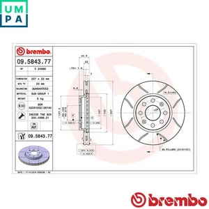 2x BRAKE DISC 09.5843.77 FOR OPEL CORSA/Hatchback/Van ADAM FIAT GRANDE PUNTO - Picture 1 of 9