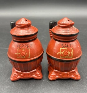 Vintage ArtMark rot & schwarz Topf Bauch Herd Salz & Pfefferstreuer Japan - Bild 1 von 7