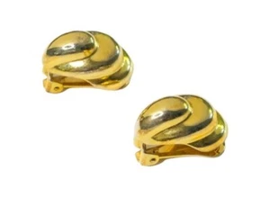 Dior Women's Gold Tone Modernist Curved Clip-on Earrings - Picture 1 of 10