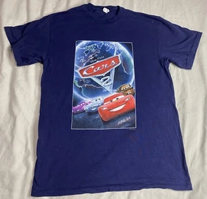 Cars 2 Promo T Shirt Tee Disney Pixar Movie Team Cartoon Tee 2011 Blue Sz Large - Picture 1 of 10