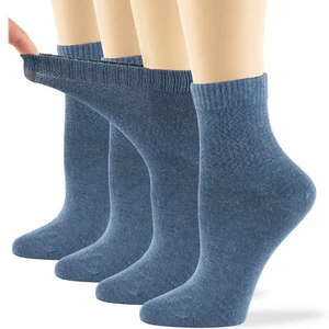 Womens Diabetic Bamboo Socks Quarter Non-Binding 4 Pairs Medium 9-11 Denim Blue - Picture 1 of 9