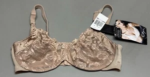 NWT Vintage Olga Tan Truly Timeless Stretch Lace Signature Bra Sz 38D #35419 - Picture 1 of 10