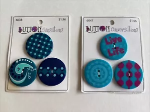 Button Conversations/Sensations 2 Hole Flat Buttons Lansing Blues Purple - Picture 1 of 4