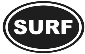 SURF OVAL VINYL DECAL STICKER CAR WINDOW LAPTOP WATER SPORTS CHOOSE COLOR - Picture 1 of 3