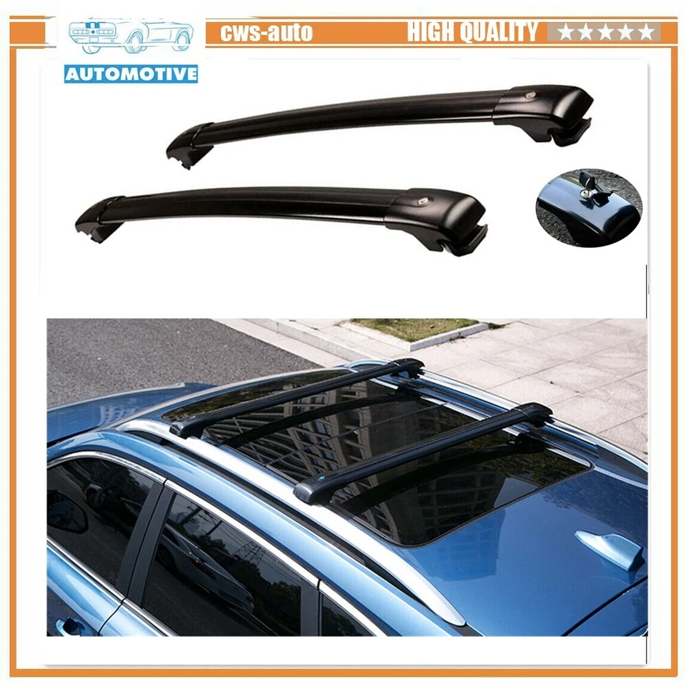 Barra transversal de aluminio negra 2 piezas apta para Dodge Grand Caravan 1996-2010 Foto 1 de 4