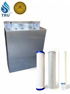 Whole House Water Filter System 20"x4.5" 3 Stage with Stainless Steel Cover - Picture 1 of 6