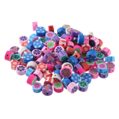 100pcs/lot 10x5mm Flat Round Flower Polymer Clay Loose Beads for Jewelry Making - Image 1 of 4
