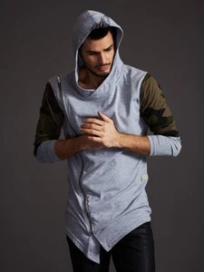 Herren Sweatshirt mit asymmetrischer Reißverschluss Tarnmuster Pullover Jacke - Bild 1 von 19