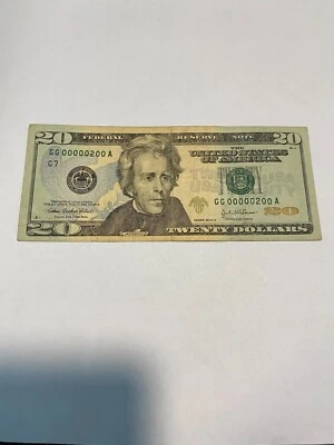 20$ Bill 2004 Low Serial Number 7 Of A Kind #200 GG 00000200 - Image 1 of 2
