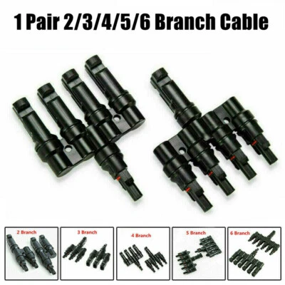 Conector de panel solar rama en T cable adaptador de conexión kit de enchufe impermeable M/F - Imagen 1 de 4