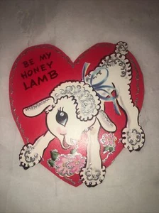 Vintage Valentinskarte Lamm sei mein Honig Lamm - Bild 1 von 3
