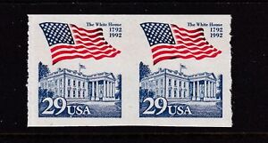 1992 Imperforate coil pair Sc 2609b 29c Flag White House error MNH (DC