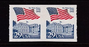 1992 Imperforate coil pair Sc 2609b 29c Flag White House error MNH (DC - Picture 1 of 1