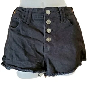 FOREVER 21 Damen Shorts Denim Large schwarz Button Fly roher Saum - Bild 1 von 5