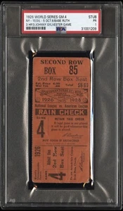 1926 WORLD SERIES GAME 4 BABE RUTH 3 HRS TICKET STUB🎟Johnny Sylvester Game🔥PSA - Picture 1 of 17
