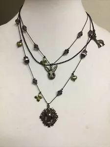 Betsey Johnson Dark Forest Deer Wolf Fox Statement Necklace Brand New NWT - Picture 1 of 6