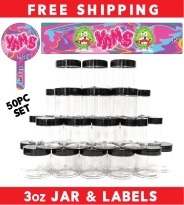 3oz Food Grade Jars & Top - Waterproof Top & Side Label Set - Tamper ( 50pack ) - Image 1 of 4
