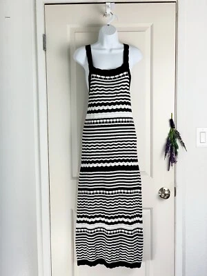 Vestido midi Joie blanco y negro tejido a ganchillo sin mangas talla XL Foto 1 de 4