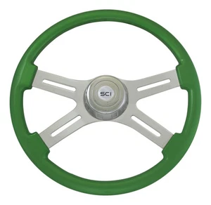 Steering Wheel 4 Spoke Classic Green 18" Wood Rim - Peterbilt Kenworth and more - Picture 1 of 1