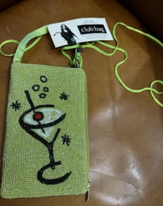 Bolso Bandolera BAMBOO TRADING CO. Martini Cóctel Con Cuentas Teléfono Celular Club NUEVO - Imagen 1 de 8
