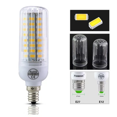 E12 5730 SMD LED lampadina mais lampada luce candela LED 80 80W bianco caldo 110V F6L2 - Immagine 1 di 4