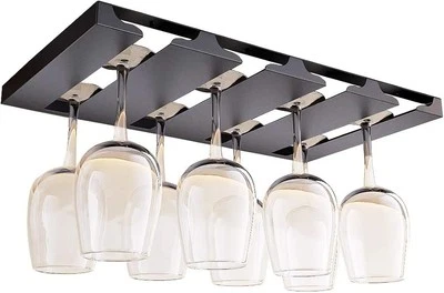 Soporte para copa de vino debajo del estante o gabinete, vajilla de acero inoxidable de 16,5 pulgadas... Foto 1 de 4