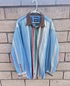 VTG Dockers Indigo Mens 2XL Multicolor Corduroy90s Striped Long Sleeve Shirt /5A - Picture 1 of 12