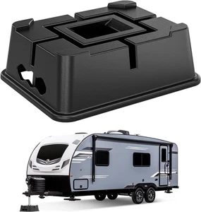 Trailer Jack Block, Camper Blocks RV Stabilizer Stands 1 block(Short), Black - Foto 1 di 8